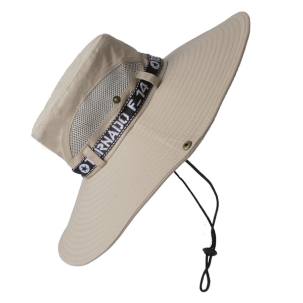 Fiskehatt Andas bomull Polyester Stor brättad solhatt för män Sommar bergsklättring Beige