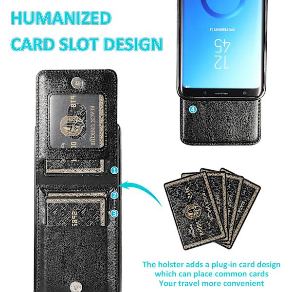 Business Style Pu Case För Samsung S9 Plus Med Korthållare, Plånboksfunktion, Stnadfunktion, Fallskydd Black