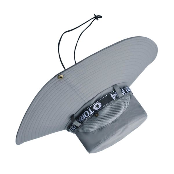 Fiskehatt Andas bomull Polyester Stor brättad solhatt för män Sommar bergsklättring Light Grey