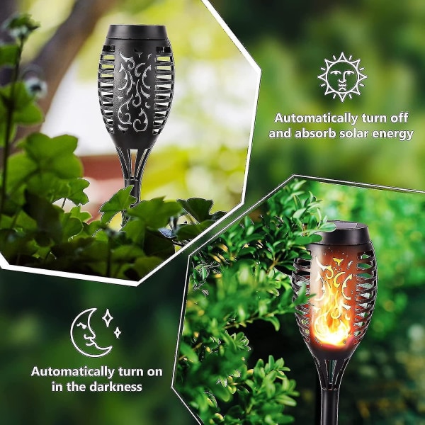 Utomhussollampor - 6-pack vattentät solfacklampa, solflimrande flamma för inredning, trädgård, uteplats, stigar null none