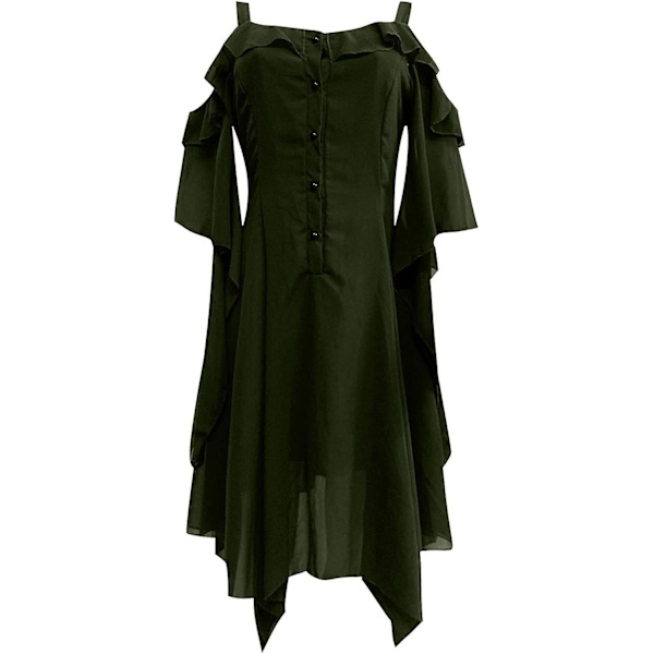 Renaissance Faire Costume Kvinnor Sexig Off Shoulder Fairy Dress Plus Size Goth Steampunk Dress Halloween Gothic Dress Green 4X-Large