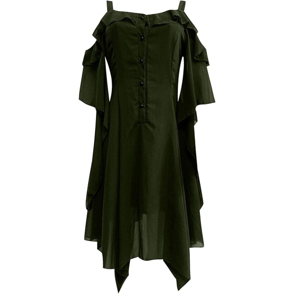 Renaissance Faire Costume Kvinnor Sexig Off Shoulder Fairy Dress Plus Size Goth Steampunk Dress Halloween Gothic Dress Green XX-Large