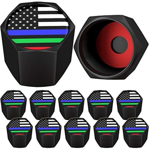 SAMIKIVA American Flag däckventilstamlock, USA med O-gummiring, universal stamskydd för bilar, stadsjeepar, cyklar, cyklar, lastbilar, motorcyklar Black Color USA (12 Pack)