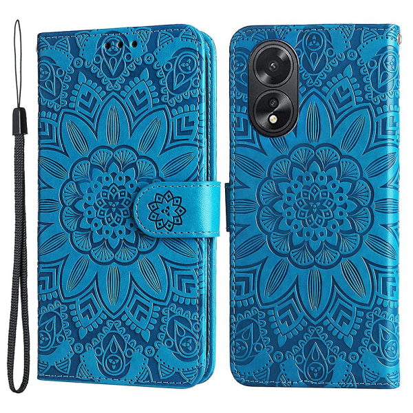 För Oppo A38 4g Case Plånbok Slim-fit PU läder magnetiskt cover Blue