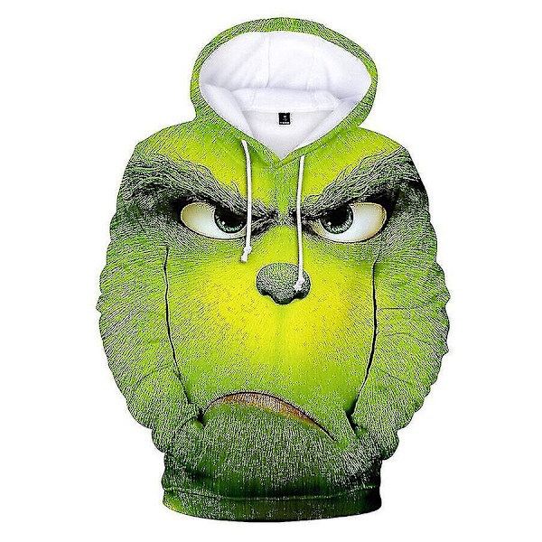 3D Grinch Män Kvinnor Casual Hood Pullover Sweatshirt Vänner Xmas Gift Pattern A 4XL