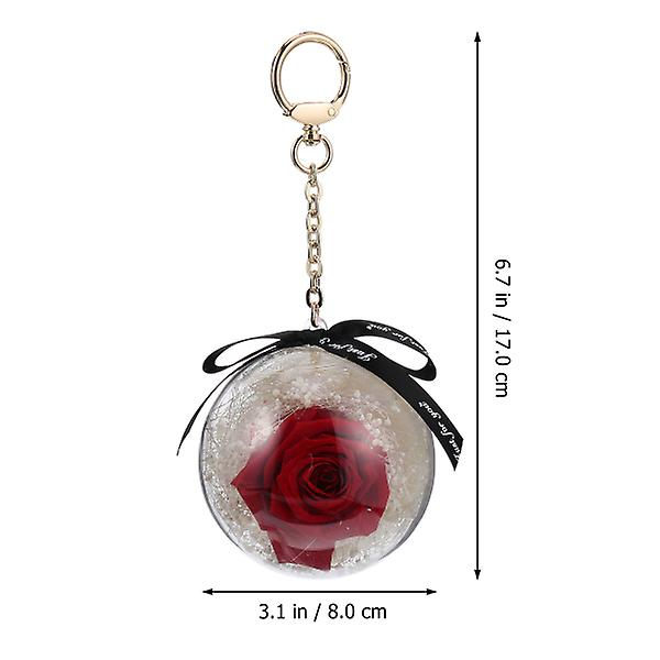 Odödlig blomma boll nyckelring väska prydnad nyckelring Alla hjärtans dag gåva Red 17x8x8cm