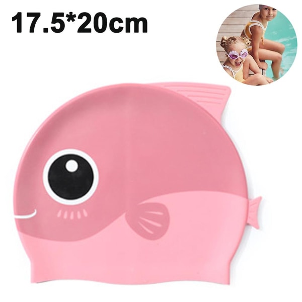 Cap Barn-1 förpackning Silikon Roliga badmössor för flickor och pojkar, badmössor för barn med tecknade hajar & minnows-design
