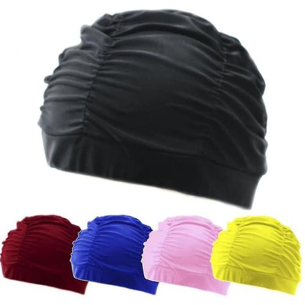 Hot Pool Badmössor Öron Plisserad Elastisk Nylon Turban Cap