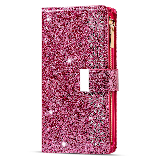Glitter Zipper Case för Samsung Galaxy Z Fold 4 Red gold
