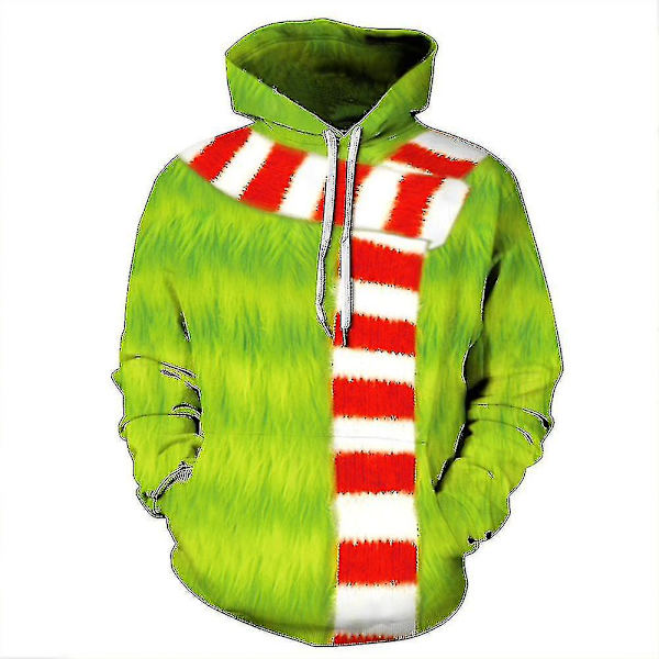 Christmas Unisex The Grinch Novelty Hoodie Långärmad 3d Printing Pullover Sweatshirt Jumper Toppar För Män Kvinnor Vuxen C M