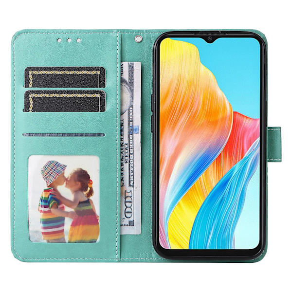 För Oppo A38 4g Case Plånbok Slim-fit PU läder magnetiskt cover Green