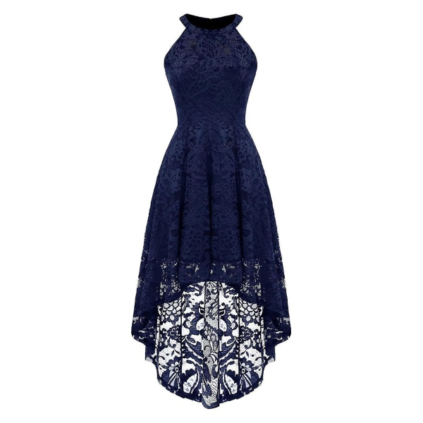 Elegant spetsklänning för kvinnors grimma ärmlös Cocktail Slida Klänning NAvy XL