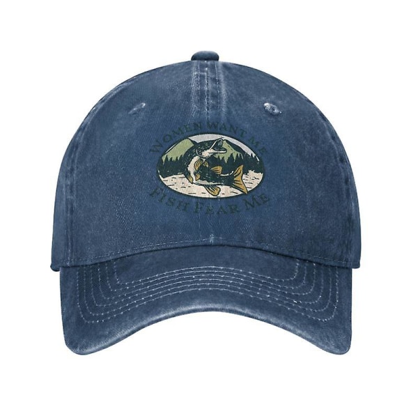 Anpassad bomull kvinnor vill ha mig fisk frukta mig cap Män kvinnor Justerbar pappa hatt utomhus Navy Blue Adult Baseball Cap