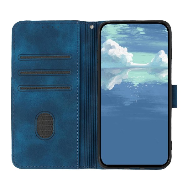 Line Pattern PU case för iPhone 15 Plus Blue