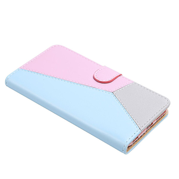 Trefärgat PU- case för iPhone 15 Plus Blue