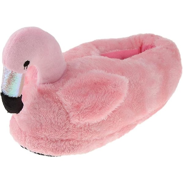 Plysch tofflor för vuxna unisex flamingo tofflor för vinter höst (cv-3) pink