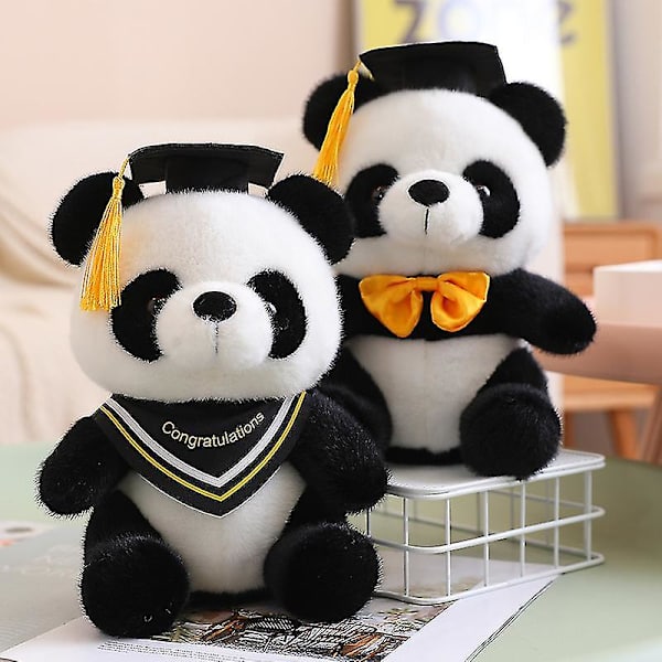26 cm Kawaii Doctor Panda Plyschleksaker Mjuka uppstoppade pandabjörnar med doktorshatt Plyschdocka Examen Panda Barn Examen Present 3