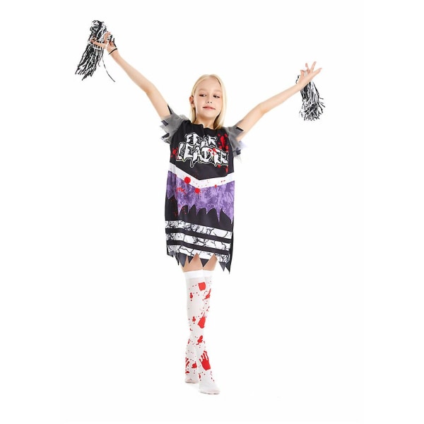 3-10 år Barn Flickor Zombie Fearleader Cosplay Party Outfits Cheerleading kostym 5-7 Years