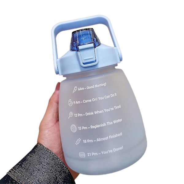 1400 ml vattenflaska med tidsmarkör Läcktät sugkopp Lätt att bära Bärbar läckagesäker utomhussportvattenkokare - Jxlgv blue