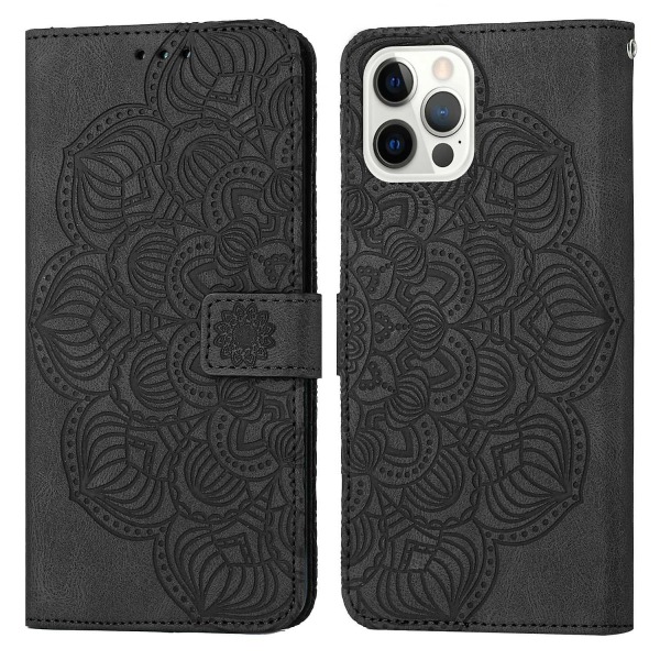 Mandala-präglat case till iPhone 15 Pro Black