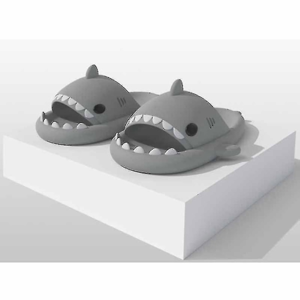 Shark Tofflor Halkfria duschtofflor Badrumstofflor Mjuka sommarsandaler för flickor och pojkar Nyhet grey 36 37