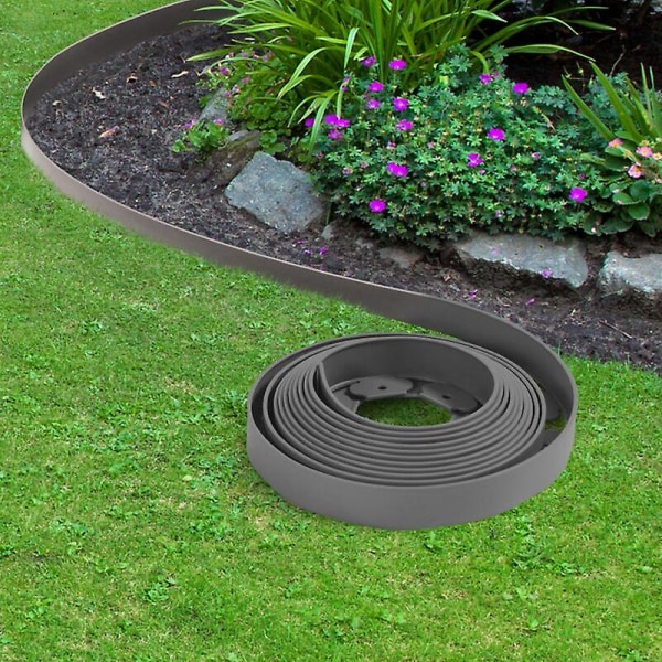 Flexibel trädgårdsbård 10 M Antracitgrå Höjd 5 Cm + 30 Stakes-kryc null none