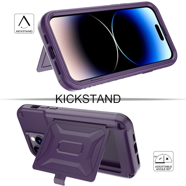 För Iphone 14 Pro Cardcase Series Kickstand Pc + Tpu Case Spegel Funktion Korthållare Förtjockat Cover Light Purple none