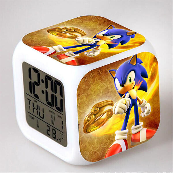 Sonic Kids Elektrisk Digital LED Färgglad färgskiftande väckarklocka B