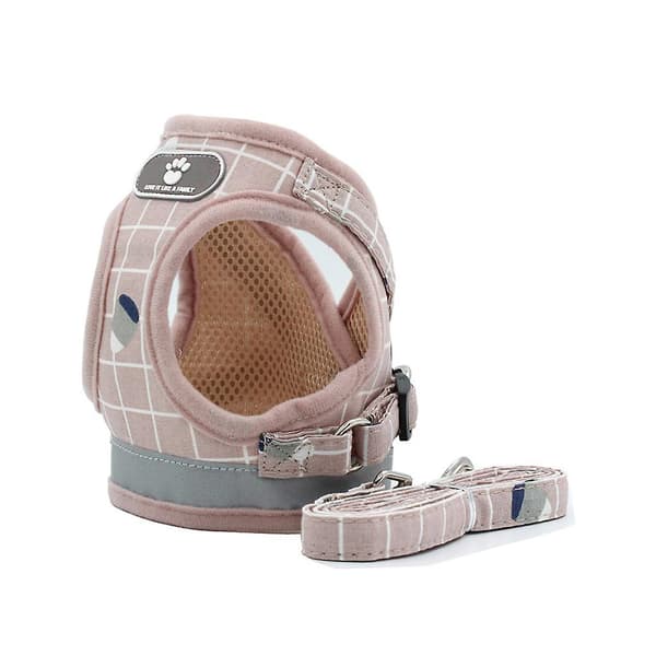 Hundsele koppel Set för små hundar Katter No Pull Reflex träningsväst Pink M