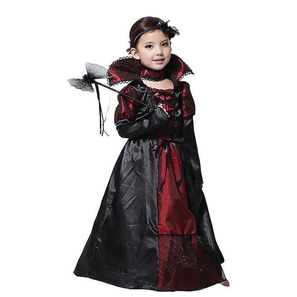 Halloween Dress Up Barn Flickor Häxa Vampyr Kostym Cosplay Fancy Dress Outfit Black 7-8 Years