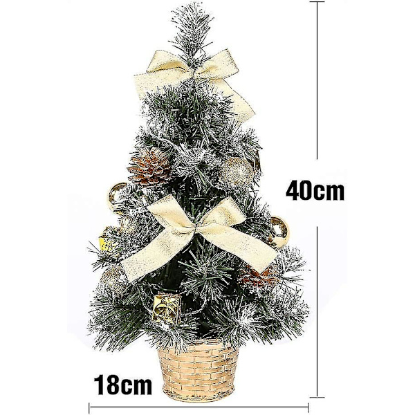 Liten julgran med ljus, mini julgran med dekoration på skrivbordet (40 cm) null none