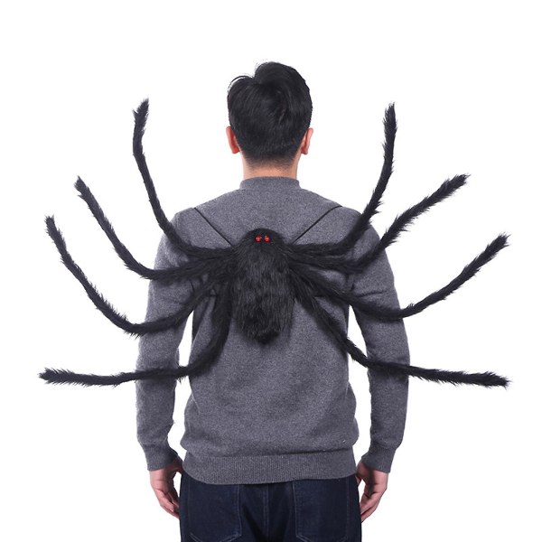 Spindelryggsäck - Halloween-kostym för vuxna och barn, hopfällbara spindelben, plyschsvart material, 90 cm black