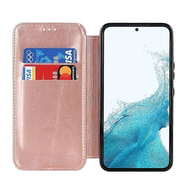 För Samsung Galaxy S22 5g Knight magnetiskt phone case Rose Gold
