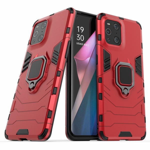 Cool Guard Pc + Tpu Combo Kickstand Hybrid Phone Cover Case för Oppo Find X3/x3 Pro Red