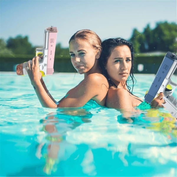 Elektrisk vattenpistol, enknapps automatisk supersprutpistol Vattenblåsare för vuxna och barn Sommarpool Strand utomhus pink with drum