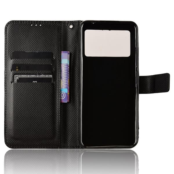 Plånbok Pu Cover För Doogee X98/x98 Pro, Diamond Texture Stand Phone case Black