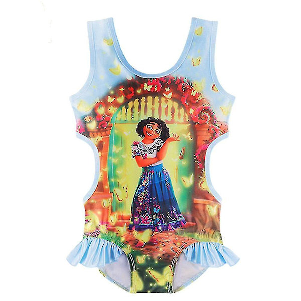 Barn Flickor Encanto Mirabel Isabela Ruffle Badkläder One Piece Simdräkt Baddräkt Light Blue 5-6 Years