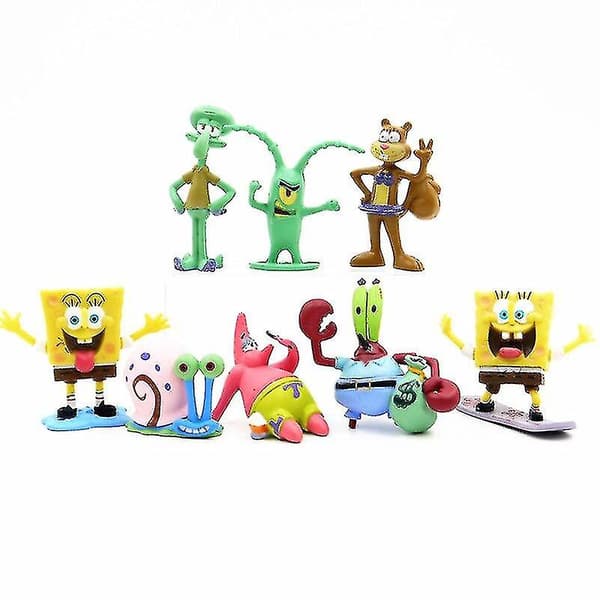 8 st Spongebob Squid Tentakel Krabba Sand Leksak Pvc Action Figur Samlarmodell Leksaker null none