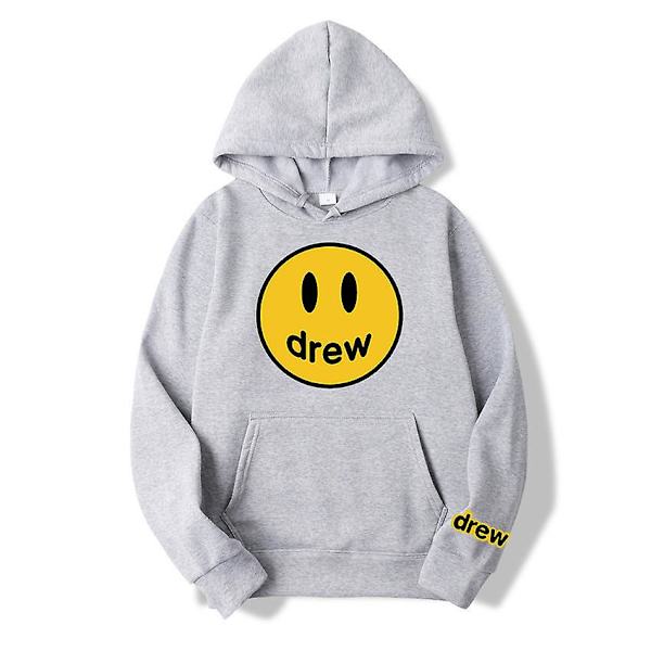 Drew Smiling Face Tröja Herr Samma modell Justin Bieber Same Street Par Klänning Hoodie light grey M