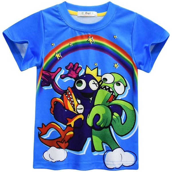 Rainbow Friends 3d-utskrift Kortärmad T-shirt Sommar Toppar med rund hals för barn Ungdom Pojkar B 5-6 Years