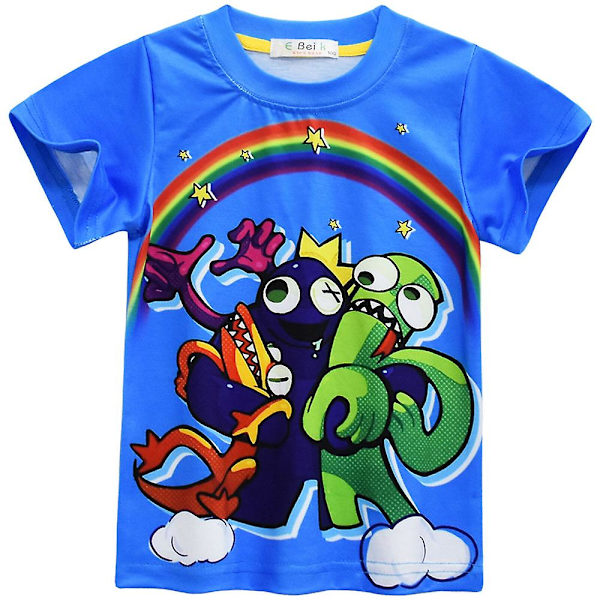 Rainbow Friends 3d-utskrift Kortärmad T-shirt Sommar Toppar med rund hals för barn Ungdom Pojkar B 5-6 Years