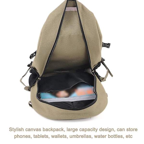 Bärbar ryggsäck för män Resedagssäck Canvas Stor kapacitet förvaringsväska Skolbokväska för army green