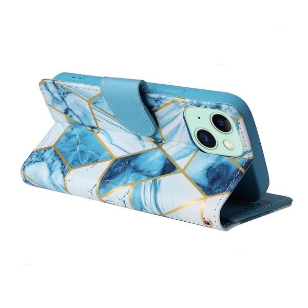 Marble Bronzing Läder Phone case för iPhone 15 Blue