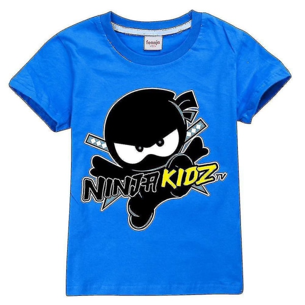 Ninja Kidz Tema T-shirt Barn Pojkar Kortärmad Tecknad T-shirt Toppar Hk Blue 7-8 Year