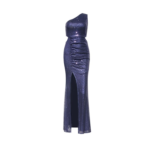 Kampanj 2023 Lång Sequin Split Aftonklänning, En Axelsequin Split Klänning, Bal Klänning, Festklänning(XS-L) Navy M