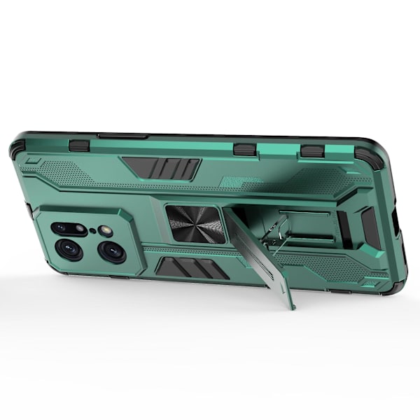 För Oppo Find X5 Pro Drop Stötsäker hård PC Soft Tpu Cover Slim Fit Kickstand Phone case - Svart Green