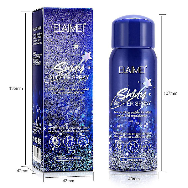 60ml Shiny Glitter Spray Glitter Spray För Hår Kroppskläder Snabbtorkande För Nattklubbsfestscen null none