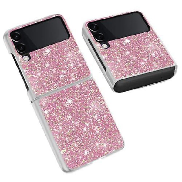 Söt Glitter Bling Stötsäkert case som är kompatibelt med Samsung Galaxy Z Flip 3 Pink