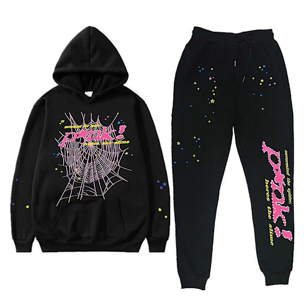 High Street Spider Hoodie Spider Print Halloween Y2k Vinter Luvtröja Och Byxor Unisex Pullover Ny Halloween Fritids Hoodie Black M