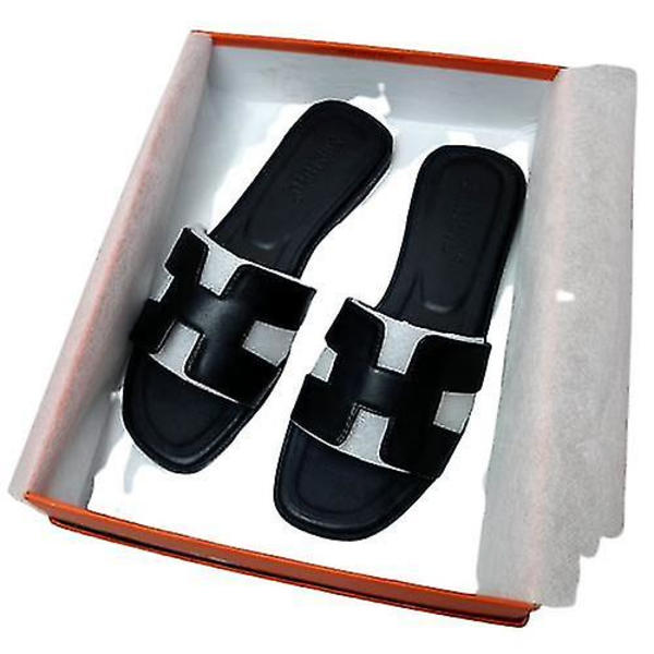 Dam sommartofflor, ytterkläder, all-match flip-flops, strand platta sandaler och tofflor BLACK EU 41